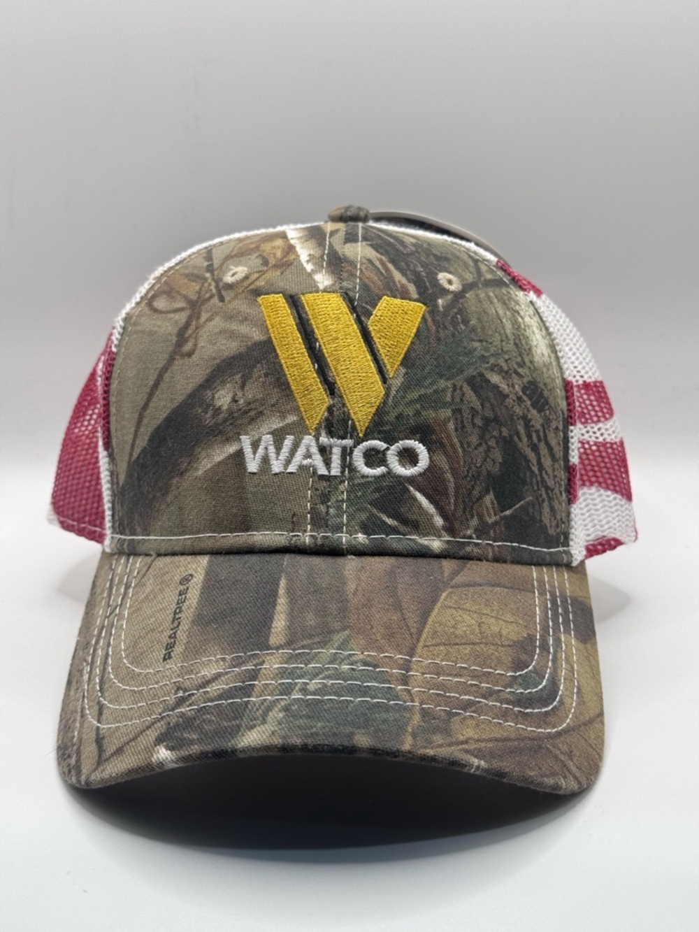 REALTREE Camo Trucker Hat w/RWB   American Flag Mesh Back Adj SnapBack & Logo